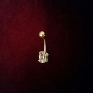 Gold Plated Belly Button Ring w/ Cubic Zirconia